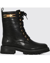 Twinset - Leather Combat Boots With Lug Sole And Side Zip Closure - Lyst