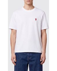 Ami Paris - Organic Cotton Crewneck T-Shirt With Ami De Coeur Embroidery - Lyst