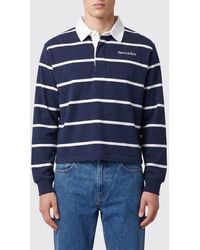 Sporty & Rich - Sporty &Amp Rich Striped Long-Sleeve Cotton Polo With Logo - Lyst