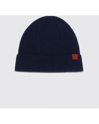 Kiton - Gerippte Woll-Beanie Mit Umschlag Und Appliziertem Logo - Lyst