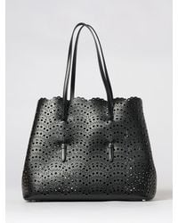 Alaïa - Mina Perforated Smooth Calf Leather Shoulder Bag With Double Handle - Lyst