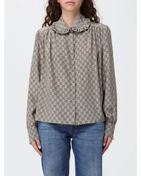 Gucci - Gg Motif Silk Shirt With Peter Pan Collar - Lyst