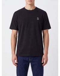 Brunello Cucinelli - Cotton Crew-Neck T-Shirt With Contrast Logo - Lyst