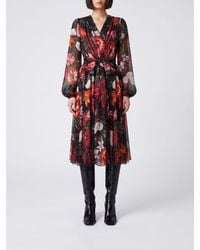Dolce & Gabbana - Dolce &Amp Gabbana Floral Midi Silk Dress With Balloon Sleeves - Lyst