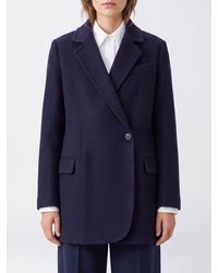 Brunello Cucinelli - Short Double-Breasted Pure Merino Wool Blazer With Peak Lapels - Lyst
