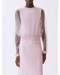 Fabiana Filippi - Virgin Wool And Cotton Knit Top With Tulle - Lyst