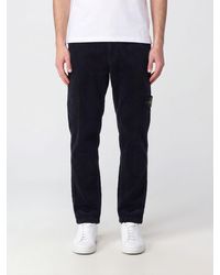 Stone Island - Velvet Chino Pants With Compass Logo Patch - Lyst