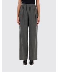 Jil Sander - Striped Wool Palazzo Trousers With High Logo Waistband - Lyst