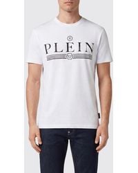 Philipp Plein - Cotton Crew Neck T-Shirt With Rhinestone Logo Lettering - Lyst