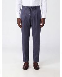 Herno - Slim Fit Cotton Trousers With Drawstring Waist And Belt Loops - Lyst
