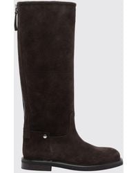 Poeve - Suede Knee-High Boots With Back Zip Closure And A Low Heel - Lyst