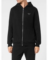 Philipp Plein - Cotton Zip-Up Hoodie With Slit Pockets - Lyst