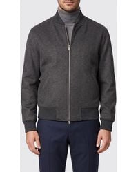 Lardini - Pure Virgin Wool Bomber Jacket With Ribbed Collar And Trims - Lyst