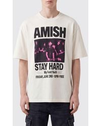AMISH - Graphic Logo Print Cotton T-Shirt With Dropped Shoulders - Lyst