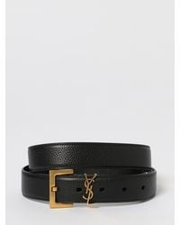 Saint Laurent - Cassandre Grained Leather Belt - Lyst