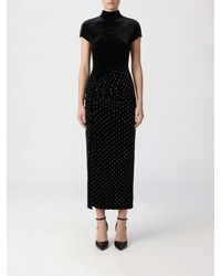 Alaïa - Velvet Midi Dress With Rhinestones - Lyst