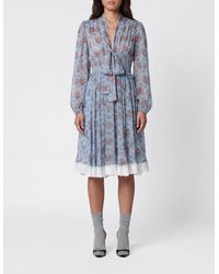 Dolce & Gabbana - Dolce &Amp Gabbana Floral Embroidered Pleated Silk Midi Dress With Lace - Lyst