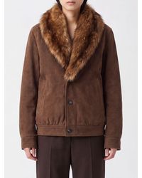 MM6 by Maison Margiela - Short Faux Leather Jacket With Fur Collar - Lyst