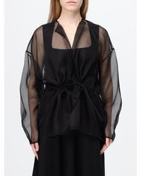 Crida Milano - Sheer Tulle Cropped Robe Jacket With Waist Belt - Lyst
