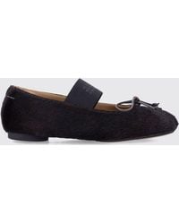 MM6 by Maison Margiela - Pony-Hair Leather Mary Janes With Bow And Round Toe - Lyst