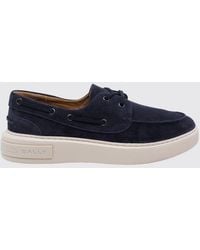 Bally - Suede Boat Shoes With Embossed Logo - Lyst