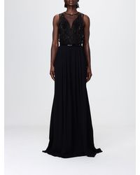 Elisabetta Franchi - Long Viscose Dress With Embroidered Beads - Lyst