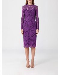 Dolce & Gabbana - Dolce &Amp Gabbana Long-Sleeved Lace Midi Sheath Dress - Lyst