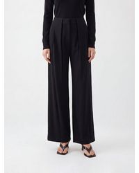 PT Torino - Wide-Leg Viscose Trousers With Pleats And Mid-Rise Waist - Lyst