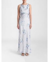Vince - Floral Print Satin Long Dress - Lyst