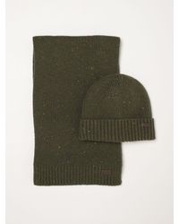 Barbour - Wool Blend Beanie Hat And Scarf Gift Set With Applied Logo - Lyst
