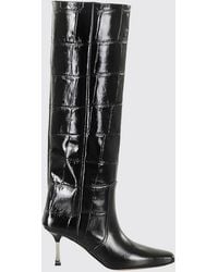 Paris Texas - Croc-Embossed Calfskin Knee-High Boots With Stiletto Heel - Lyst