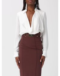 Elisabetta Franchi - Viscose Georgette Blouse Bodysuit - Lyst