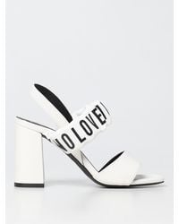 Love Moschino - Leather Sandal With Logo - Lyst