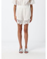 Ermanno Scervino - High-Waisted Linen Shorts With Lace Inserts - Lyst