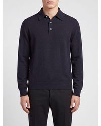 ZEGNA - Cashmere And Silk Long-Sleeved Knit Polo - Lyst