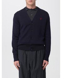Ami Paris - Merinowoll-Cardigan Mit Gesticktem Logo - Lyst