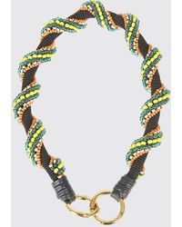 Etro - Griff Aus Leder Und Geflochtenem Stoff Mit Torchons-Perlen - Lyst