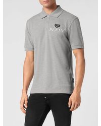 Philipp Plein - Short-Sleeve Stretch Cotton Polo Shirt With Metal Logo - Lyst