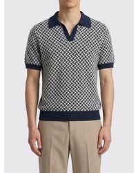 Drumohr - Patterned Cotton And Linen Knit Polo Shirt - Lyst