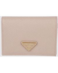Prada - Leather Wallet With Triangular Logo - Lyst