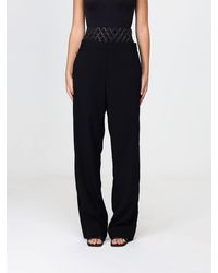 SIMONA CORSELLINI - High-Waisted Wide-Leg Trousers With Beaded Embroidery - Lyst