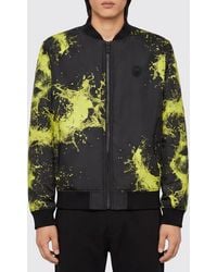 Philipp Plein - Splash Abstract Print Technical Fabric Bomber Jacket With Contrast Logo - Lyst