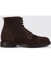 Doucal's - Suede Lace-Up Ankle Boots With Round Toe And Rubber Sole - Lyst