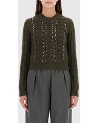 Jil Sander - Slim Fit Wool Jumper With Metal Eyelets And Rhinestones - Lyst