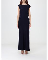 Max Mara - Vestido Largo De Noche De Crepé De China Con Escote Recto Sin Mangas - Lyst