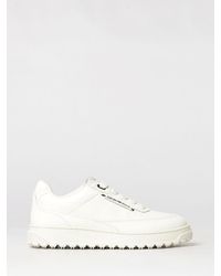 Emporio Armani - Low-Top Calfskin Sneakers With Applied Logo And Serrated Sole - Lyst