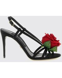 Dolce & Gabbana - Dolce &Amp Gabbana Satin Slingback Sandals With Floral Embroidery - Lyst