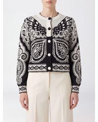 FARM Rio - Abstract Jacquard Knit Crewneck Cardigan With Button Closure - Lyst