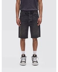 Purple - 5-Pocket Knee-Length Cotton Denim Shorts - Lyst