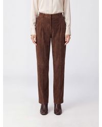 Arma - High-Waisted Pleated Straight Suede Lambskin Trousers - Lyst